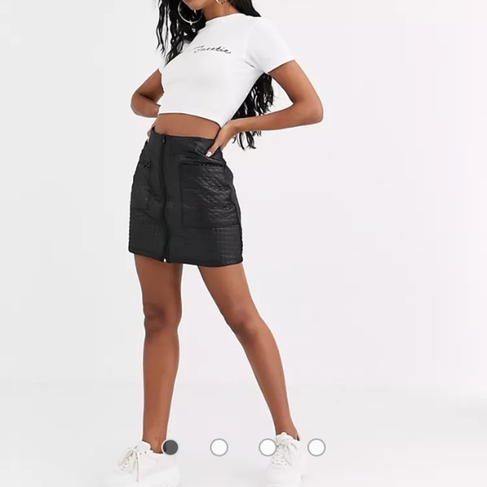 NWT ASOS leather look zip front mini skirt